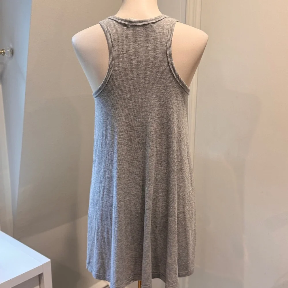 Free People (Beach) Grey Ribbed High Neck Swing Tank Mini Dress | Size S